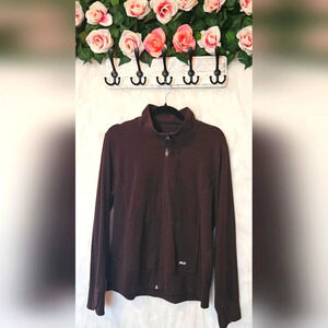 Fila F:2 Jersey Knit Deep Brown Zip-Up Sweater